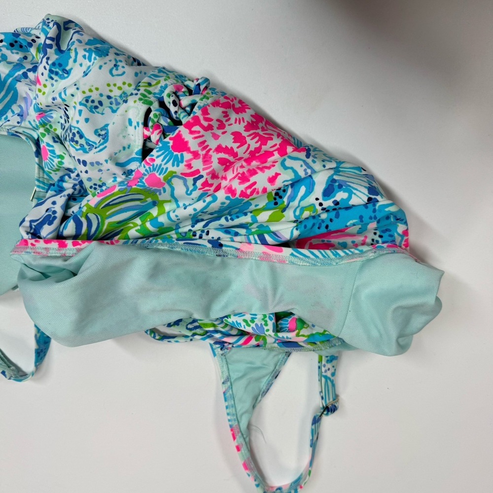 Lilly Pulitzer Isle Lattice One Piece bathing suit Sink Or Swim Womens Size 10 - Picture 4 of 7